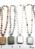 Boho Necklace, RH Jade Amazonite, Square Green Natural Stone